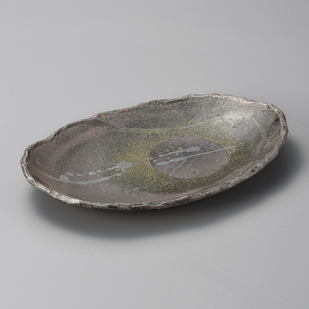46511-431 炭化ボタモチ9.6楕円皿|業務用食器カタログ陶里31号
