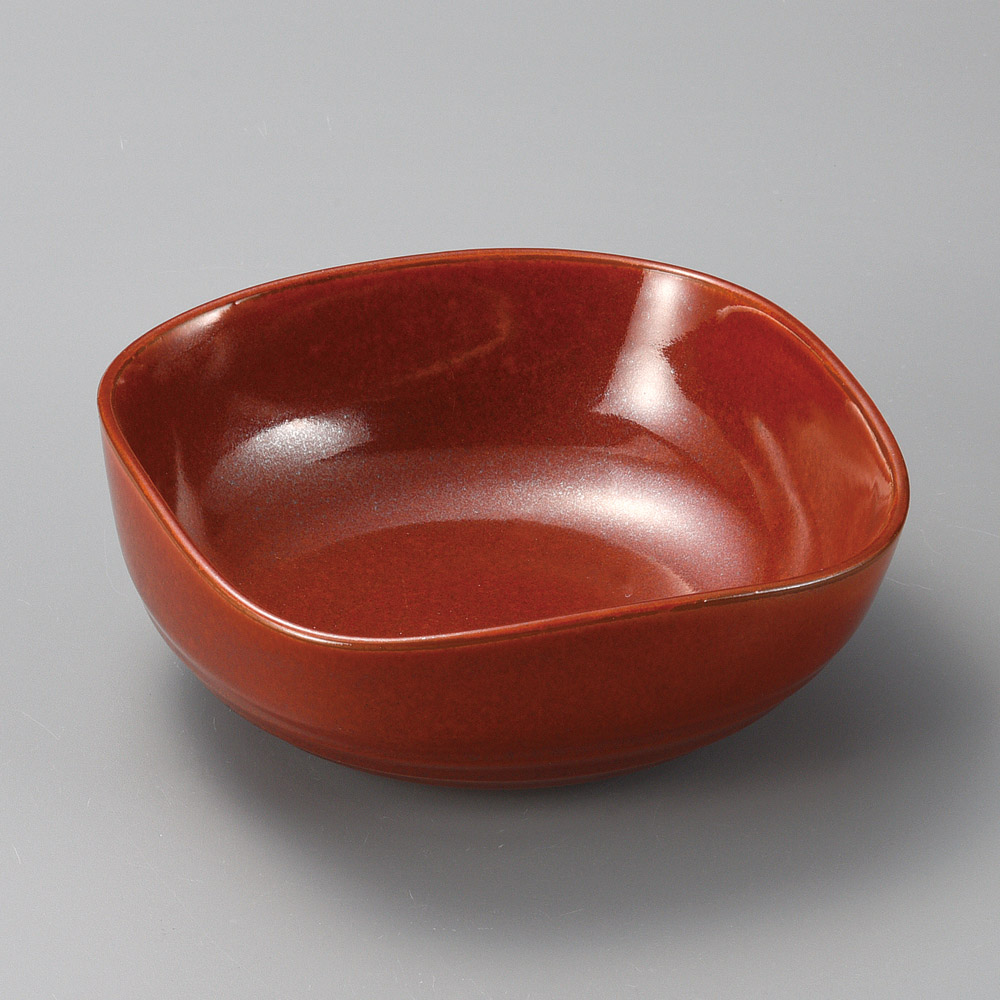 47504-161 朱赤なで角鉢(大)|業務用食器カタログ陶里31号