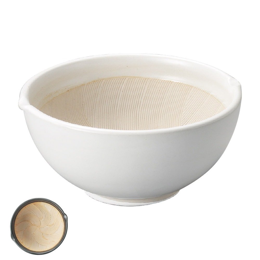 53426-581 白釉波紋丸型すり鉢3.5号|業務用食器カタログ陶里31号