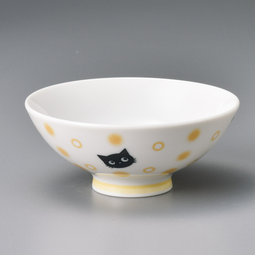 65141-121 黄水玉ねこ茶碗|業務用食器カタログ陶里31号