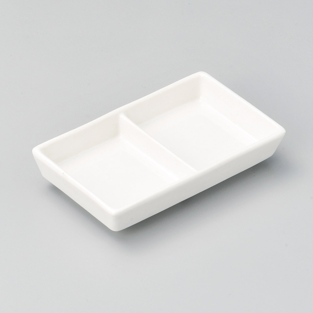 68130-461 ホワイト長角二つ仕切皿|業務用食器カタログ陶里31号