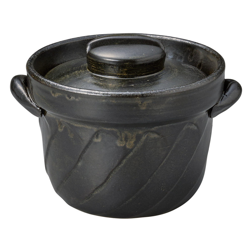 69025-481 黒釉捻れごはん鍋(1合炊)|業務用食器カタログ陶里31号