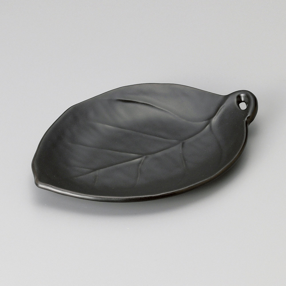 69815-711 黒釉葉型陶板(小)|業務用食器カタログ陶里31号