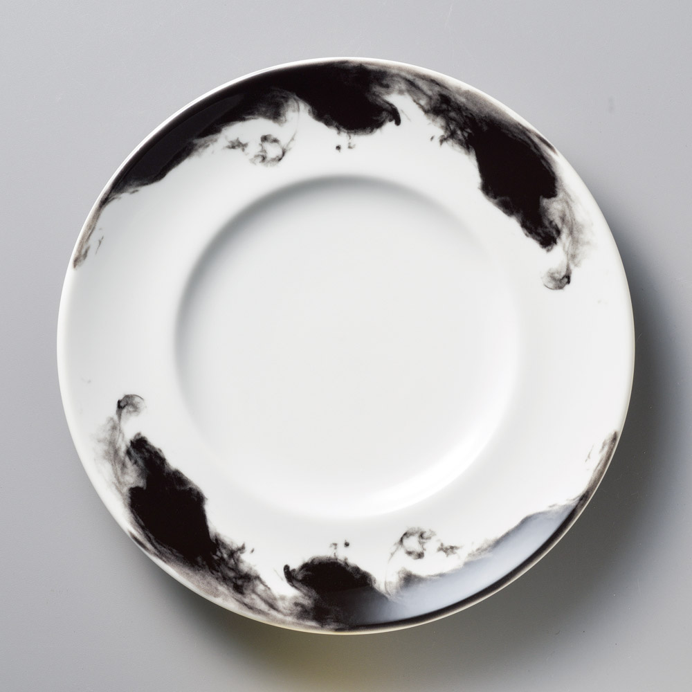82511-291 水墨和禅 イングレ24㎝リム丸皿|業務用食器カタログ陶里31号