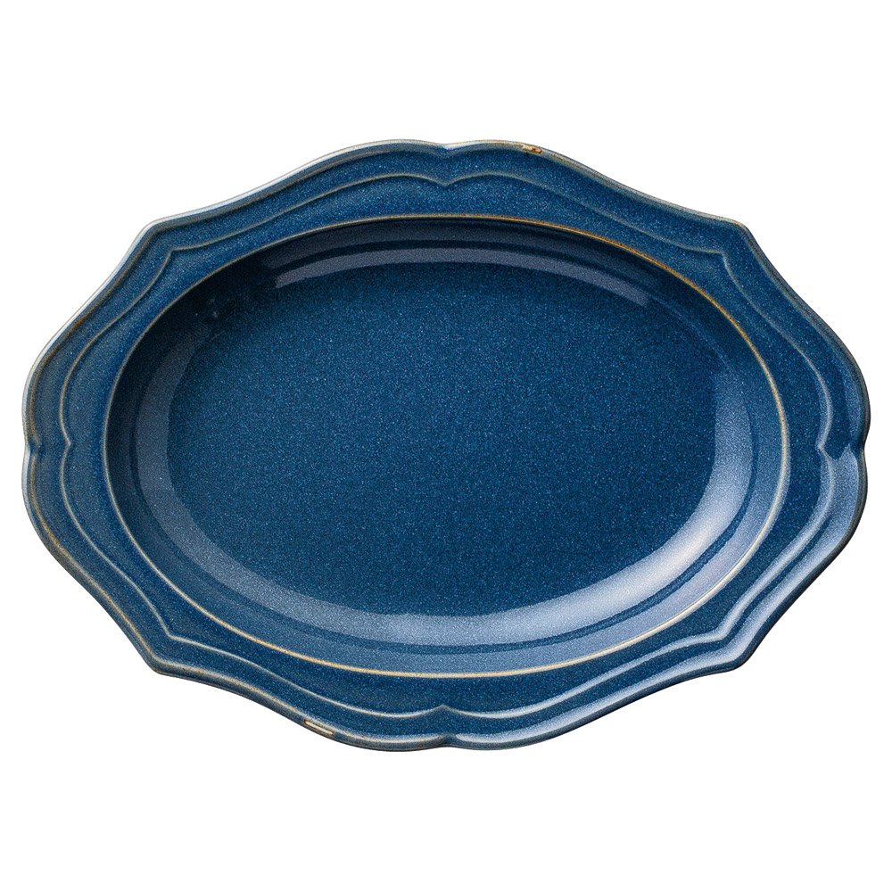 83012-251 ヘルシンキブルーナマコ 17㎝楕円皿|業務用食器カタログ陶里31号