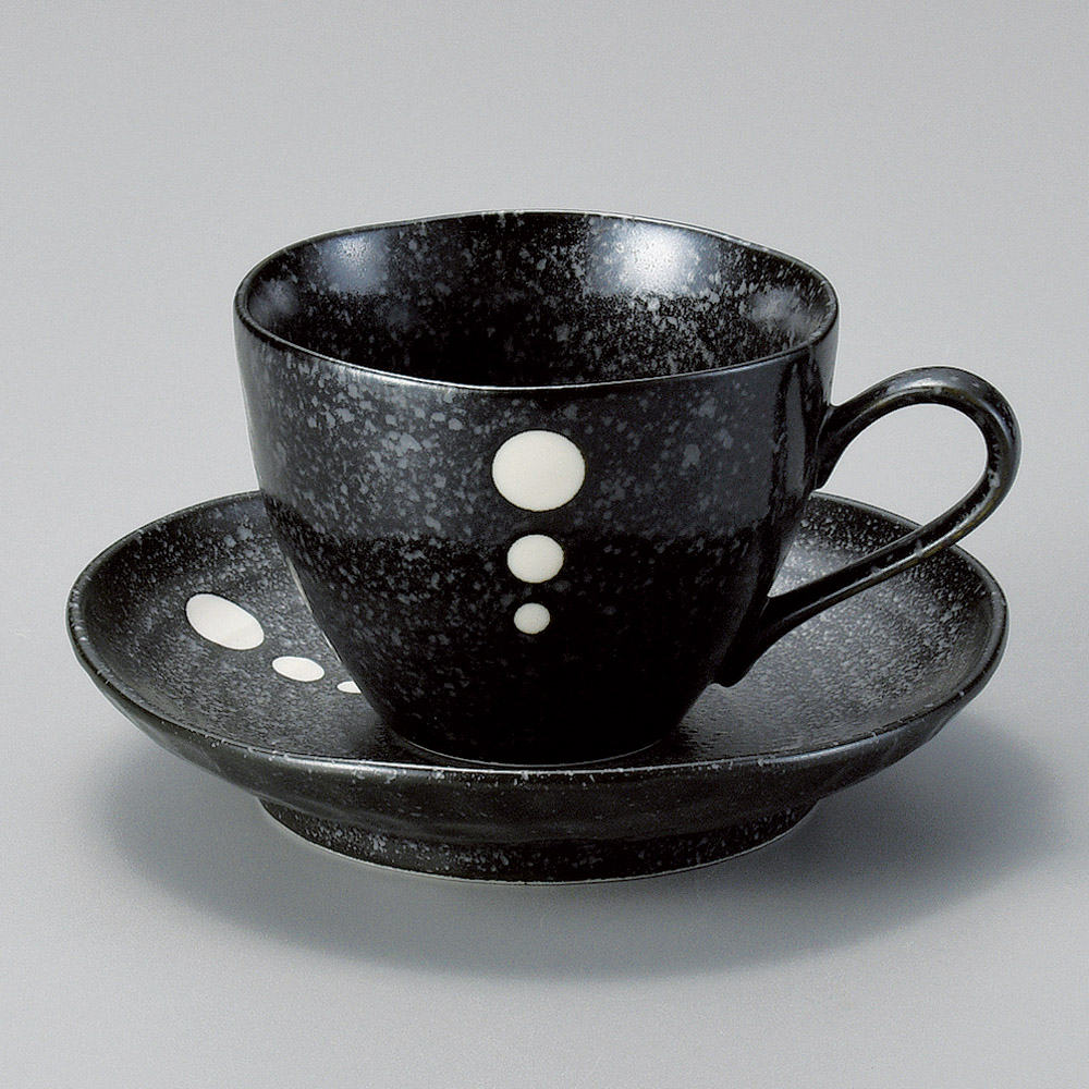 95352-631 ドット黒コーヒー碗丈|業務用食器カタログ陶里31号
