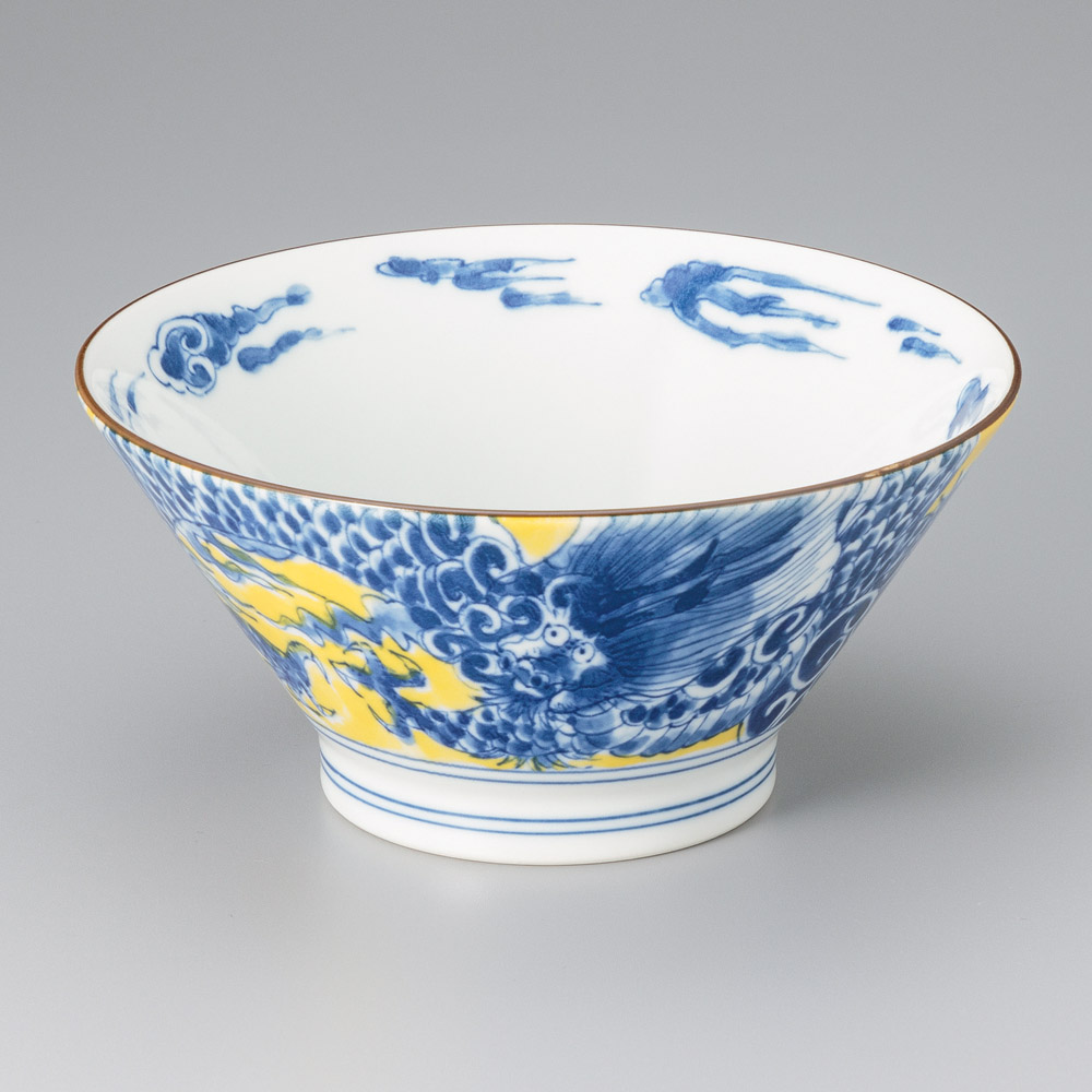 A1701-241 黄彩龍絵19㎝麺鉢|業務用食器カタログ陶里31号