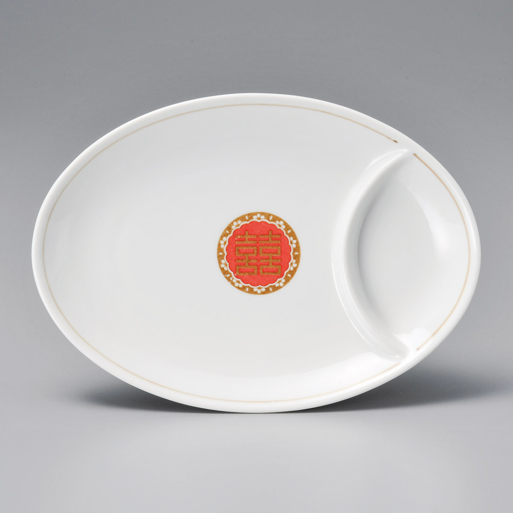 A2005-051 紅鳳凰ギョウザ仕切皿(イングレーズ)|業務用食器カタログ陶里31号