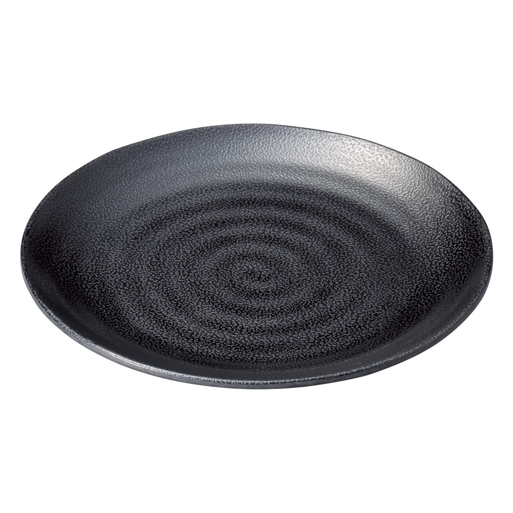 A7843-561 [M]いぶし釉 黒25㎝丸皿|業務用食器カタログ陶里31号